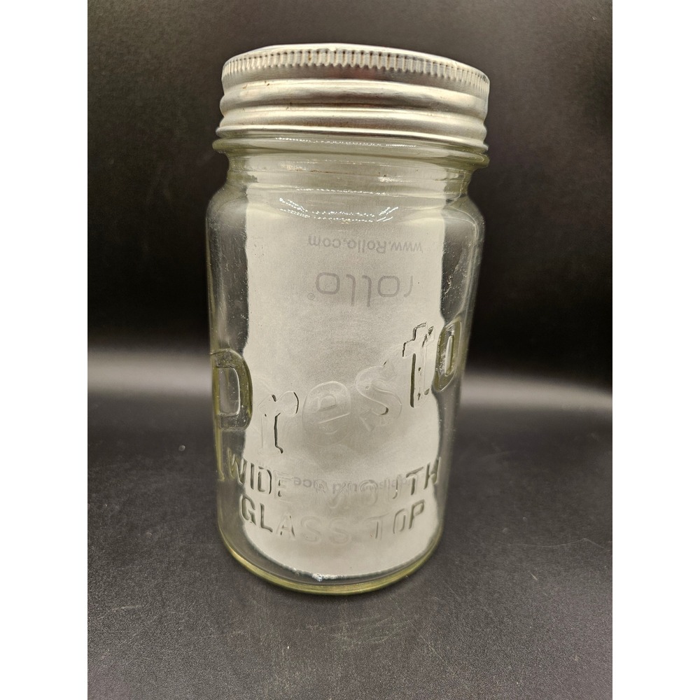 Vintage Presto Wide Mouth Glass Top Canning Jar Illinois Glass Co 7 Inch Clear